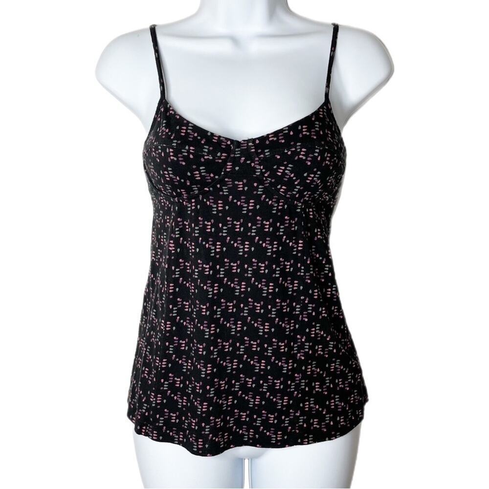 C&S Check & Stripe Women's Camisole Tank Top S Geometric Print Multicolor Black - Picture 2 of 9